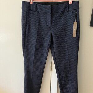 LOFT Marisa Skinny Pants in Navy/Black jacquard print - Size 8, NWT